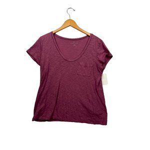Caslon® Rounded Red V-Neck T-Shirt Womens Medium